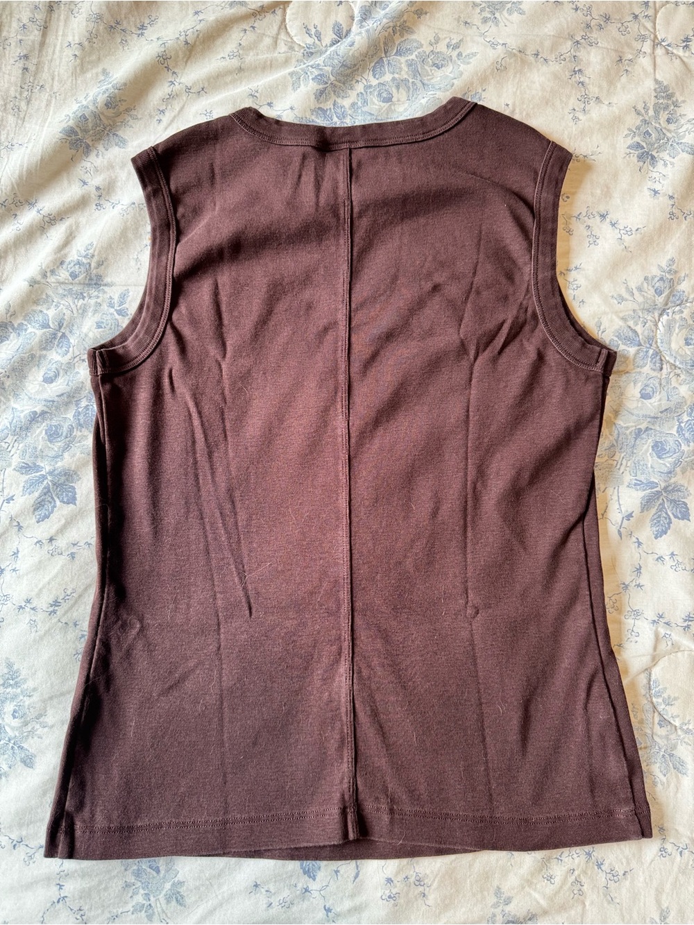 Flore Flore Sleeveless Crewneck Tank Top in Deep Brown - Picture 2 of 6